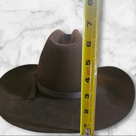 Stetson Stallion F0400 King Cowboy Hat 7-1/8 Chocolate 400 Brim Vintage USA - Picture 11 of 16